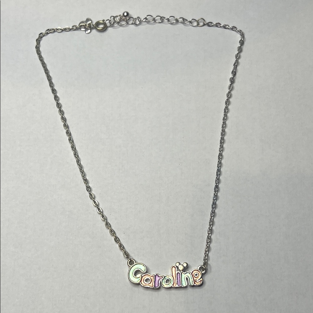 Disney Parks CAROLINE Multicolor Mickey Ears Name Necklace